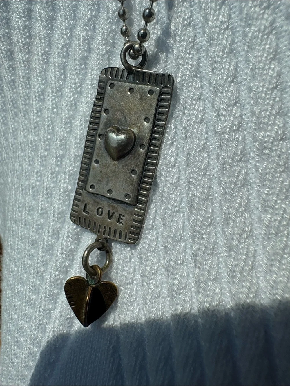 Comstock Sterling Love Necklace Envelope Dangle 3D Heart Silver Chain Signed